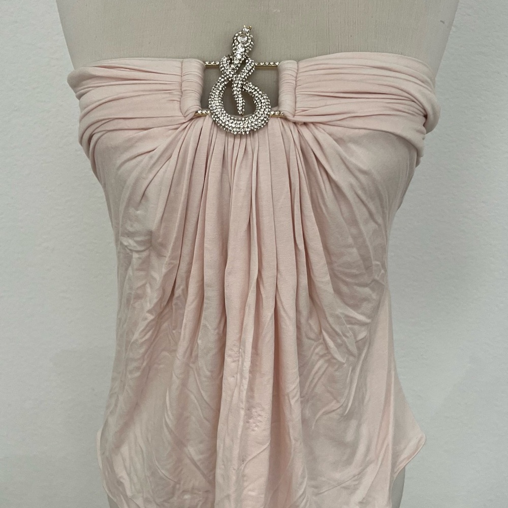 Sky Blush Dress with Rhinestone Snake Accent